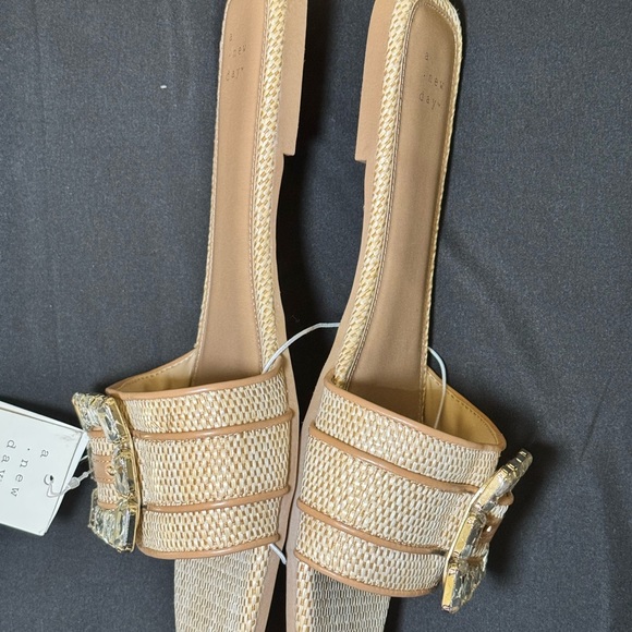 Embellished Tan Slide Sandals - Women's - Picture 4 of 9